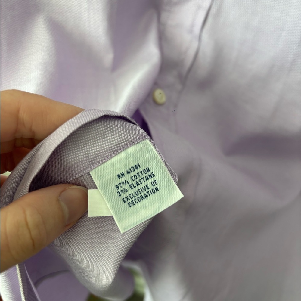 Ralph Lauren Slim Fit Stretch Oxford Men's Lavender Shirt Size 18 (XXL) - Picture 5 of 5